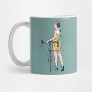 Girl with a pearl earing road bike Mug